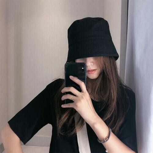 Summer Casual Collapsible Bucket hat For Women Solid Cotton cap Bonnet peaked cap Panama hat bonnet Fishing hat chapeu bucket