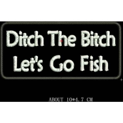 LETS GO FISH Embroidered Applique Sewing Label Punk Biker Patches Clothes Apparel Accessories