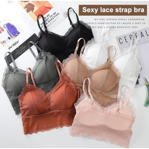 Hot Women Push up Lace Bra with Replaceable Chest Pad Thin Summer Brassiere Underwear Casual Tank Tops for Daily TY66