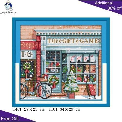 Joy Sunday Gift Toy Shop Needlework C577 Home Decor Counted and Stamped Gift Toy Shop Needlework Christmas Cross Stitch kits