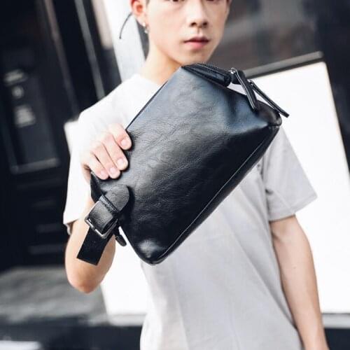 Soft Leather Multifunctional Men Clutch Bag Large Capacity Zipper Hand Strap Wallet Day Clutches Phone Key Small Storage Bag