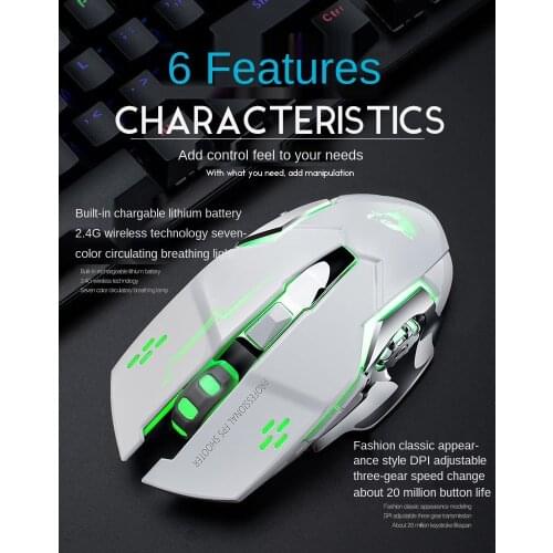 Wireless Silent Mouse RGB BacklightRechargeable Ergonomic Mechanical Mice Optical Gaming 2400 DPI For PC Computer Laptop Gamer