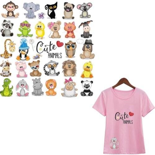 Cute Animals Set Stickers Clothing Badges Patches New Washable Heat Transfer Diy Accessory Badges Iron On Transfer 25Pcs/Lot