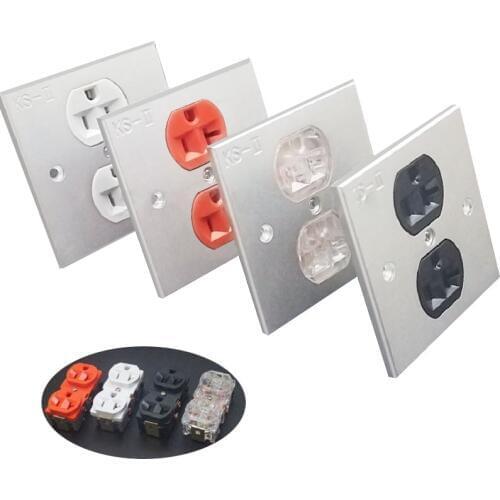 Wall Socket Panel Power Filter Speaker Amplifier Power Outlet 2US Outlets Pure aluminum alloy + copper plating Receptacle