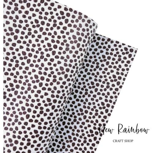 New Rainbow 30x138cm/Roll Black Dots On White Faux Leatherette Perfect For Making DIY Bows, Earrings, Hairclips, Crafts