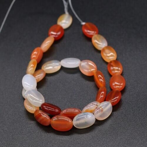 Charm Elliptical Crystal Agates Beads Natural Gem Stone Tiger Eye Malachite Scattered Beads for Jewelry Making DIY Accessories