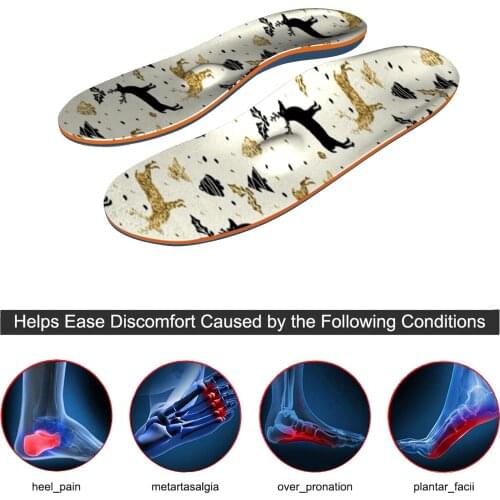 Gold Printing Original length High Arch Support Insoles for Women and Men Foot Pain Flat Feet Orthotic Inserts iFitna