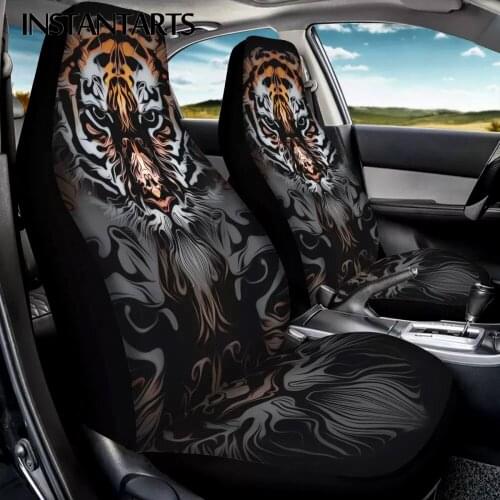 INSTANTARTS 3D Tiger Print Durable Car Accessories Front Vehicle Seat Covers Easy Clean Car Interior Seat Covers Soft Seat Cover