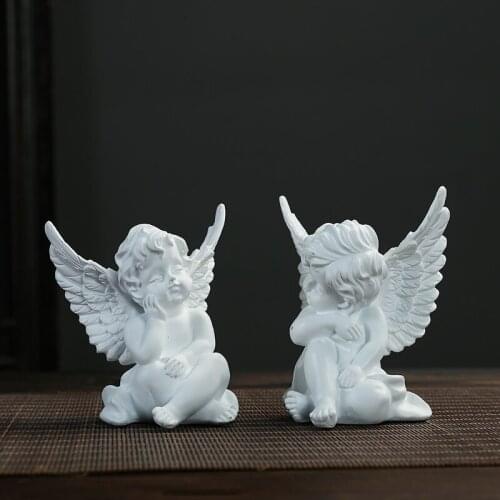 Sales 2Pcs/set Cupid Angel Sculpture Arts Amoretto Statue Resin Crafts Roman Mythology Living Room Decor Wedding Gifts L3165