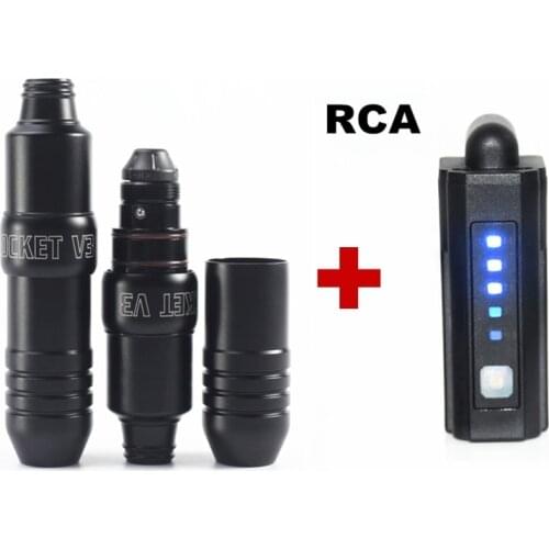 Professional New Rocket-V3 Tattoo Rotary Machine Pen Swiss Motor Strong Quiet With RCA Mini Power Tattoo Kit Free Shipping