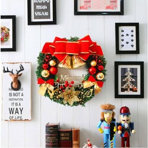 Christmas Wreath,with Snowflake Bell Bowknot Holiday Wreaths Christmas Door Wreath for Window Christmas Tree Wall Store Ornament