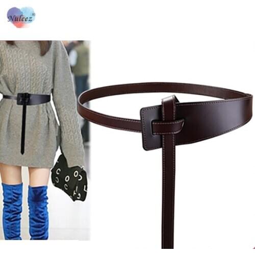 Nuleez wide cummerbunds women cowhide 6 cm fashion decoration accessory for dress and sweaters