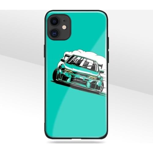 Blue Jdm Modified cars Glass Soft Silicone Phone Case FOR IPhone SE 6s 7 8 Plus X XR XS 11 12 Mini Pro Max Sumsung Cover Shell