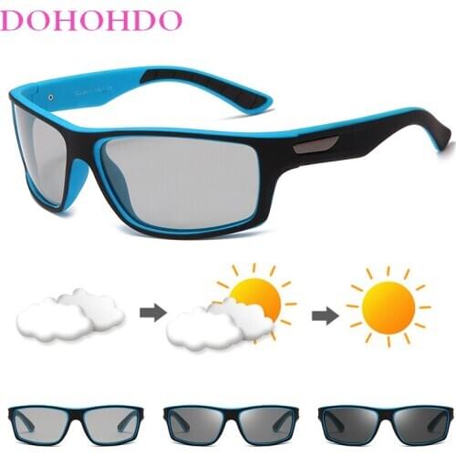 DOHOHDO New Polarized Photochromic Sunglasses For Men Change Color Driving Sun Glasses Male Vintage Black Sports Eyewear Goggles
