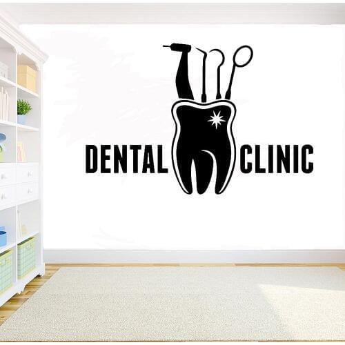 Dental Clinic Sign Wall Sticker Waterproof Removeable DIY Wall Decal Design Dentist Vinyl Window Stickers Decor Y109