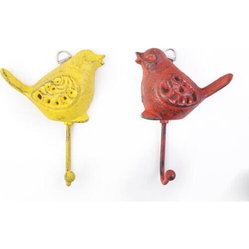 LCH Vintage American Country Style Iron Art Colored bird Cloth Hook Keys Holder Door Knob Pull Cloth hook Outdoor Clothes Hook