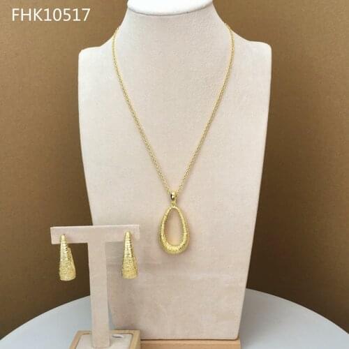 Yuminglai 24K Superior Quality African Pendant and Earrings Jewelry Set For Women FHK10517