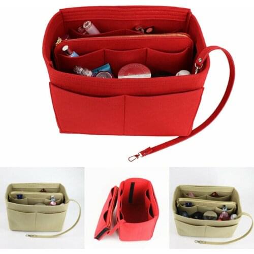 Womens Organizer Handbag Felt Travel Bag Makeup Cosmetic Bag Insert Liner Purse Organiser Pouch