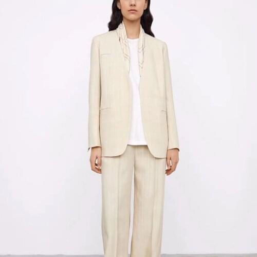 Women Coat 2021 Autumn and Winter All-match Black and Yellow Two-color Cardigan V-neck Blazer