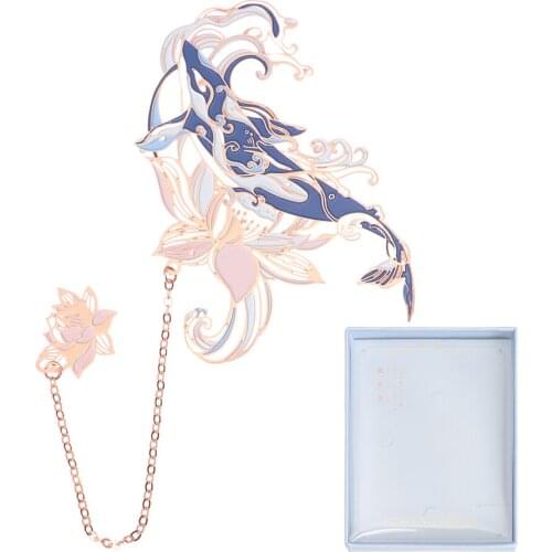 1PC Chinese Retro Design Metal Bookmark with Box Tasseled Hollowed Book Clip Pagination Mark Stationery Student Gift