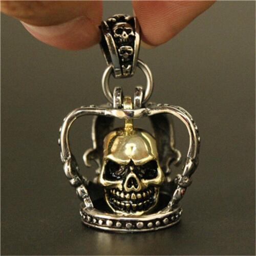 1pc Newest Arrival Golden Skull Crown Pendant 316L Stainless Steel Men Boy Cool Band Party Golden Crown Pendant