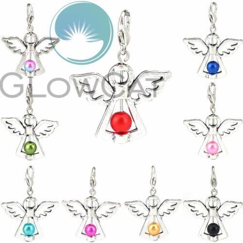 12pcs Guardian Angel Wings Beads Dancing Girl Angel Acrylic Charms for Handmade Dangel Pendants 22548