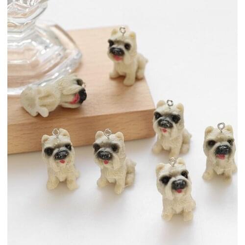 12 PCS 35x16xmm Lovely Resin Dog Pendant Stereoscopic Cartoon DIY Earrings Key Chain Handmade Material Accessories