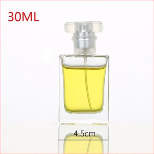 30ml Top grade transparent perfume bottle flat square spray glass empty Refillable Bottle Parfum Cosmetic Vial 100Pieces/Lot