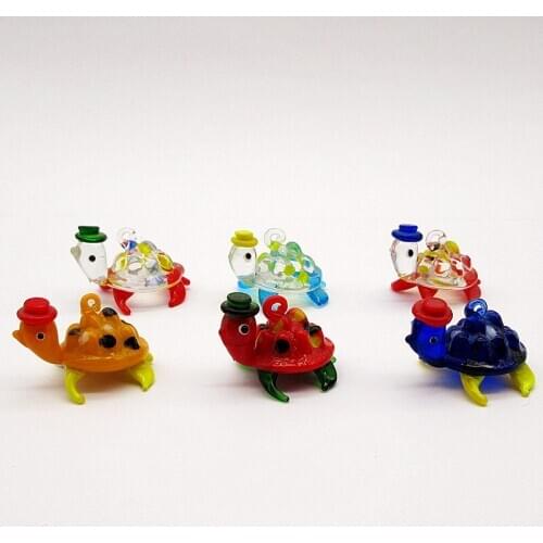 6pcs Custom Murano Glass Tortoise Figurine ornaments Pendant fish tank Hanging accessories miniature Sea turtle glass statue