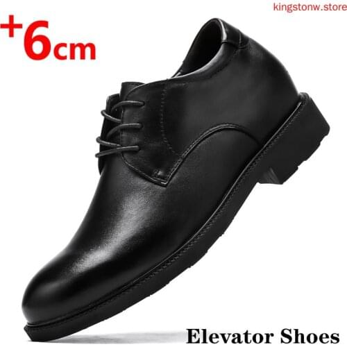 Men Leather Shoes Elevator Shoes Heightening Shoes Height Increase Shoes Height Increase Insole 7CM Black Height Shoes