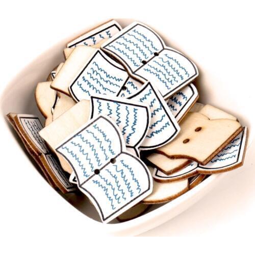 Book Pattern diy Wooden Buttons Botones Handmade Accessories Decoration Sewing Scrapbooking Crafts Mix 30x21mm 20pcs