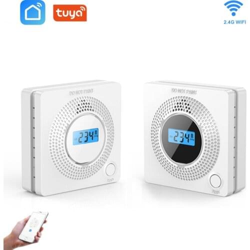 Tuya WiFi Carbon Monoxide Detector Household Gas Alarm Smart APP Battery Powered CO Detection Alarm Smart Home Security System