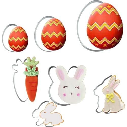 1pc Happy Easter Egg Rabbit Stainless Steel Mold Easter Egg Mold 3D Cookie Cutter DIY Baking Decor Pastry Modelling Tools