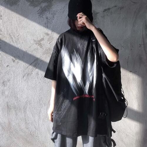 Hip Hop Tshirt Summer Male Funny Printed Tops White Black Tees Harajuku Japanese Tshirt Kpop Streetwear Fashion T Shirts Boys