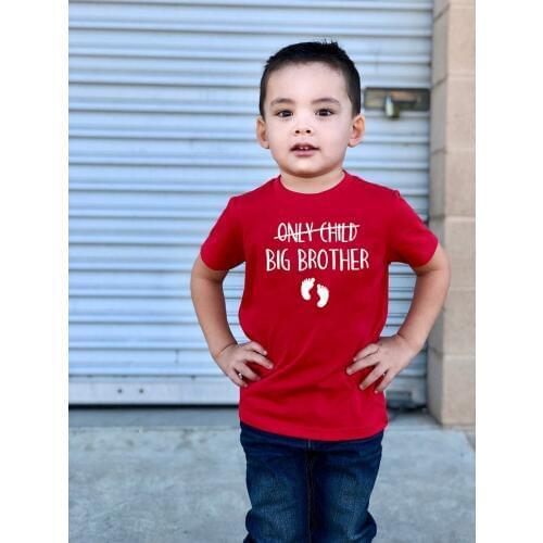 Only Child Big Brother To Be Pregnancy Announcement Tshirt Kids Boys Funny Short Sleeve T-shirt Children Toddler Casual Tees