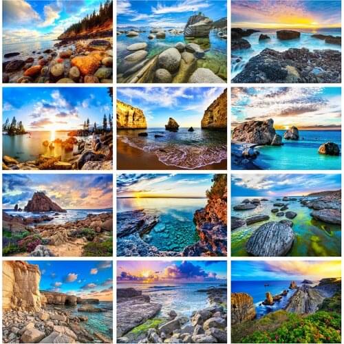 HUACAN 5D Diamond Painting New Landscape Pictures Of Rhinestones Diamond Embroidery Seaside Mosaic Cross Stitch Home Decor