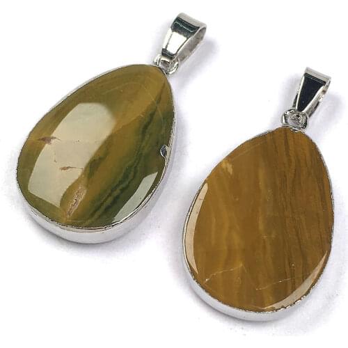 Natural Stone agates Pendant Water drop shape Exquisite Pendants charmsfor DIY Elegant Necklace Jewelry Making 18x30mm