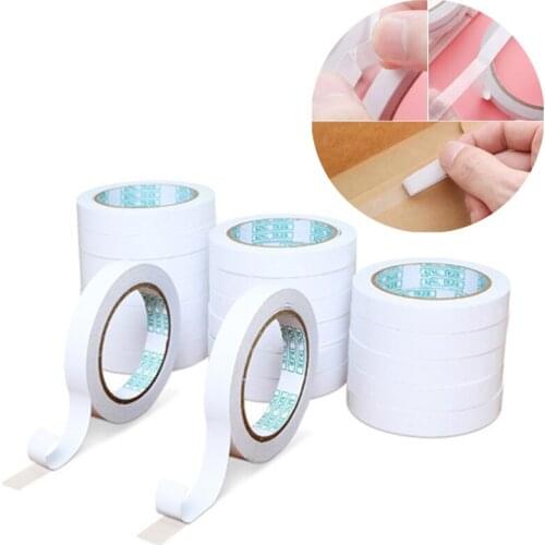 5PCS Double Sided Tape White Strong Double Sided Adhesive Tape Paper Strong Ultra Thin High Adhesive Cotton 8M