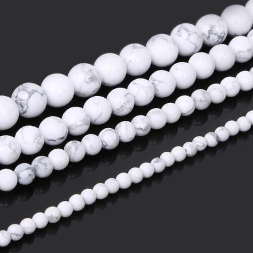 Natural Stone White Howlite Turquoises Round Loose Beads 15" Strand 4 6 8 10MM Pick Size For Jewelry Making