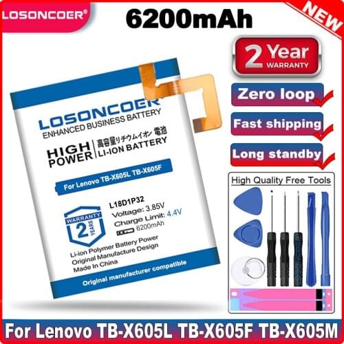 LOSONCOER L18D1P32 L19D1P32 6200mAh Tablet Battery For Lenovo Tab M10 TB-X605L TB-X605F TB-X605M TB-X505X X505L X505F X505N