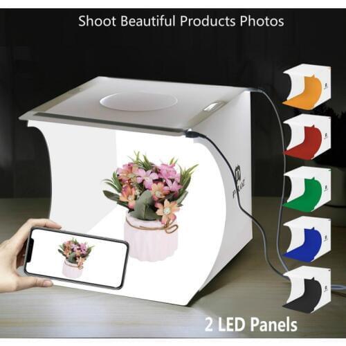 20cm 2 Led Mini Lightbox Product Shoot Light Box Easy Used Photo Studio Softbox Photography Box Light Tent Photo Background Kit