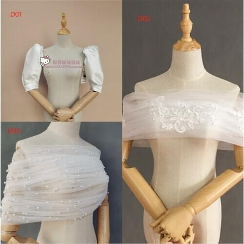 Fashion tulle Detachable sleeve off shoulder tulle straps for wedding dress