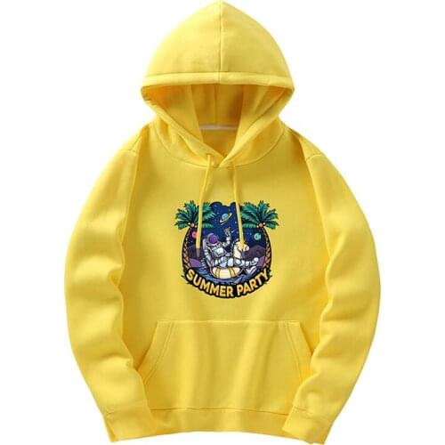Yellow Astronaut Summer Party Print Hoodie Men 2021 Autumn Winter Fleece Hoodies Sweatshirt Men Couple Casual Sport Pullovers