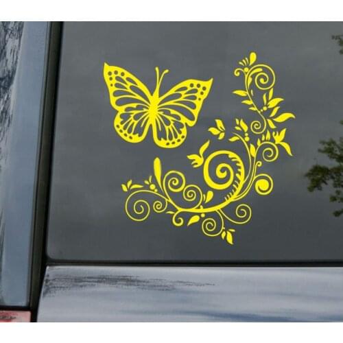 New Butterfly Flower Car Stickers Car Body Car Styling Removable Waterproof Stickers
