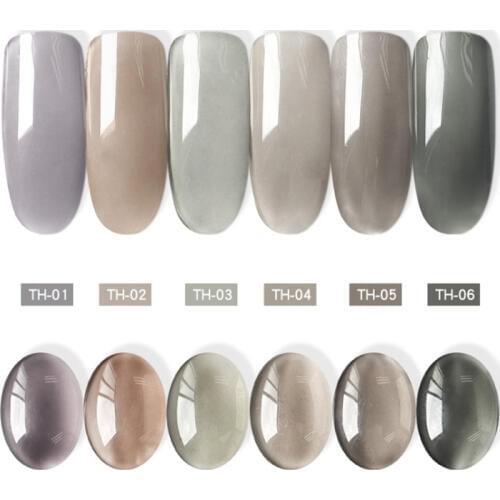 Nude Gray Gel Polish Color 6ml Gel Lacquers Nail Art Paint Polished Colors Nude Color Gray Series UV LED Polish Top Coat Bottle