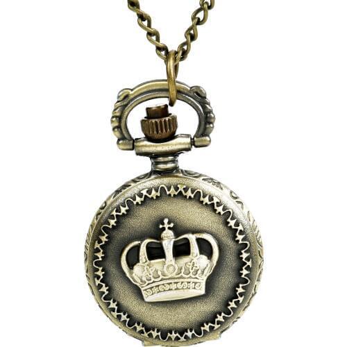 Pocet Watch Bronze Retro Crown Honorable Royal Crown Pattern Pocket Watch Necklace Unisex nurse Watch Horloge