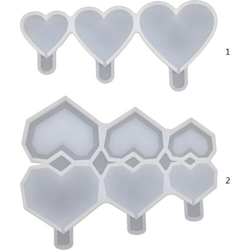 DIY Crafts Aroma Wax Crystal Epoxy Resin Mold Love Heart lollipop Silicone Mould