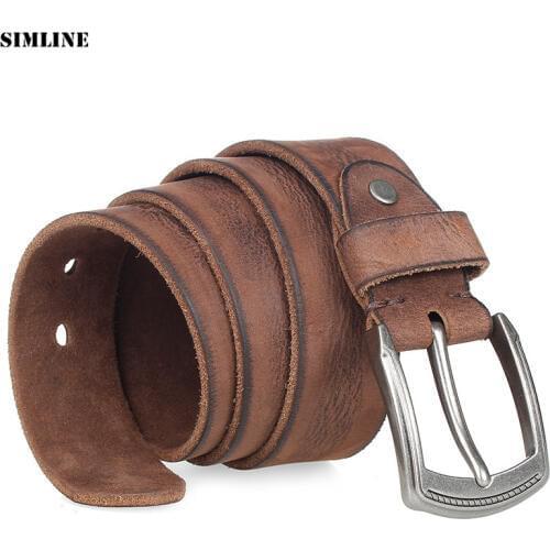 High Quality Men Belt Genuine Leather Pin Buckle Luxury Designer Belts Vintage Casual Strap Waistband For Jeans Male Cowboy Gift