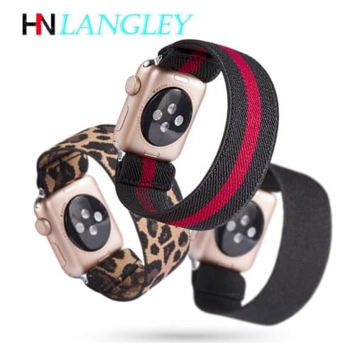 Scrunchies Watch Band for Apple Watch Leopard Pattern Elastic Band 38mm/40mm 42mm 44mm for Iwatch Series 5 4 3 2 1 Band