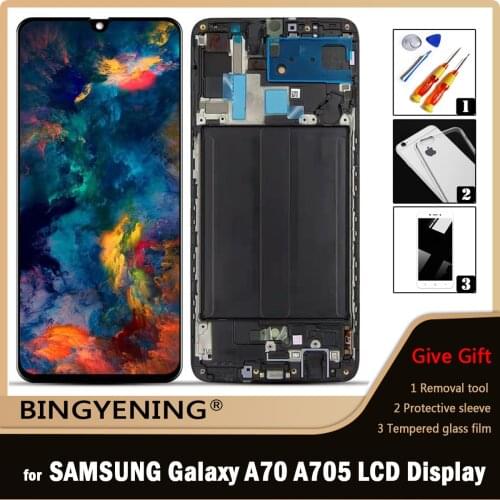 For Samsung Galaxy Galaxy A70 2019 A705F SM-A705M Full LCD Display Screen Touch Digitizer Assembly with Frame Replace